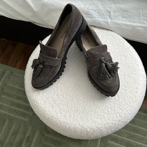 Via Spiga Dark Gray Tassel Loafers